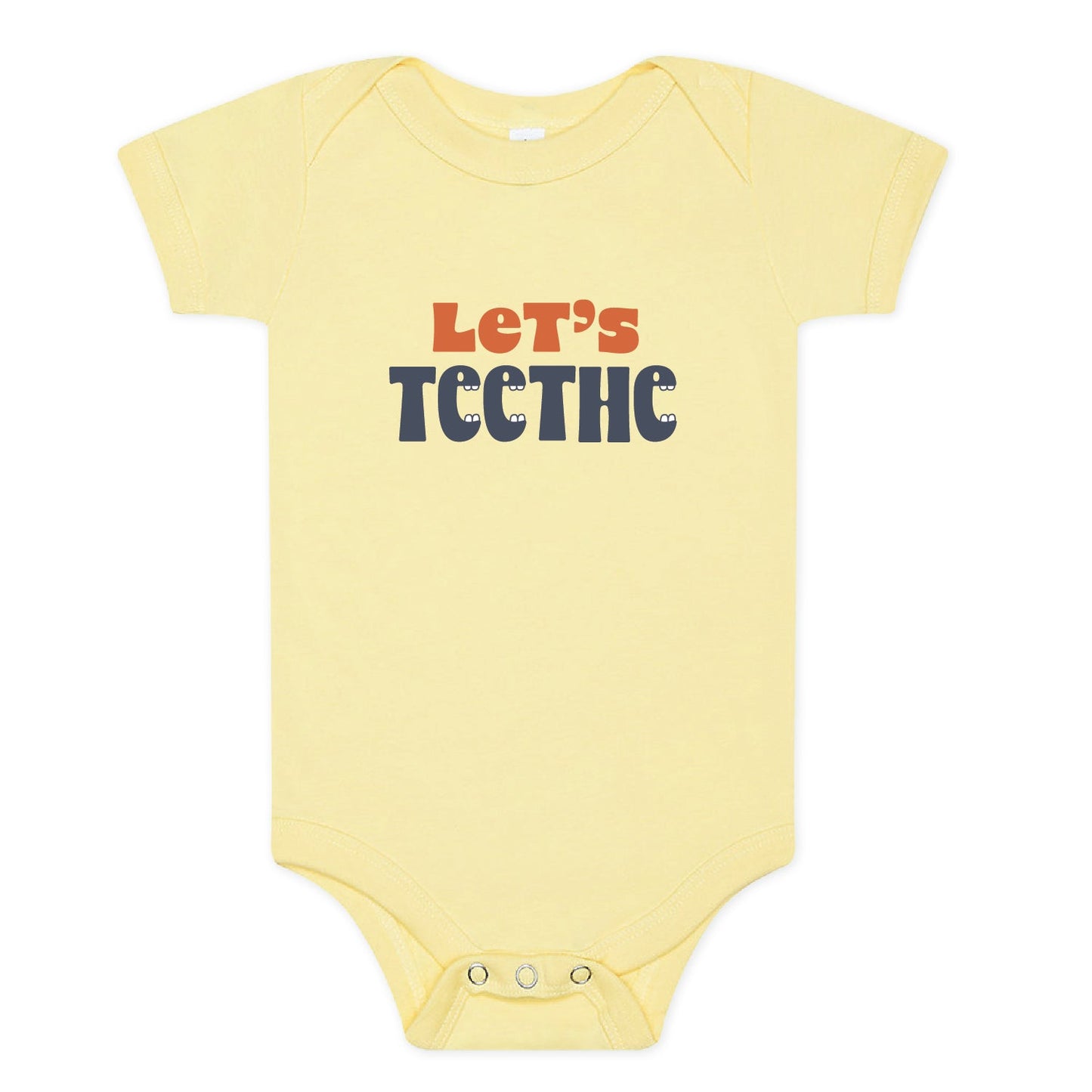 100% Airlume Combed, Ring-Spun Cotton Onesie - Let's Teethe (Size 6-12 mo)