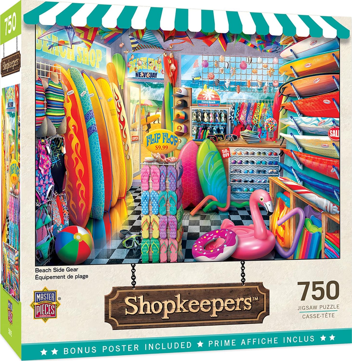 Masterpieces 750 Piece Jigsaw Puzzle For Adults And Family - Beach Side Gear - 18'X24'