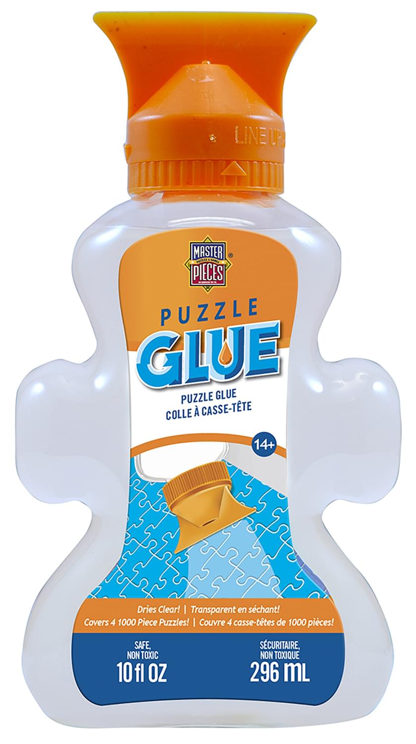 Masterpieces Accessories - Jigsaw Puzzle Piece Shaped Glue Bottle With Swivel Spreader Cap, 10-Ounce, Assorted