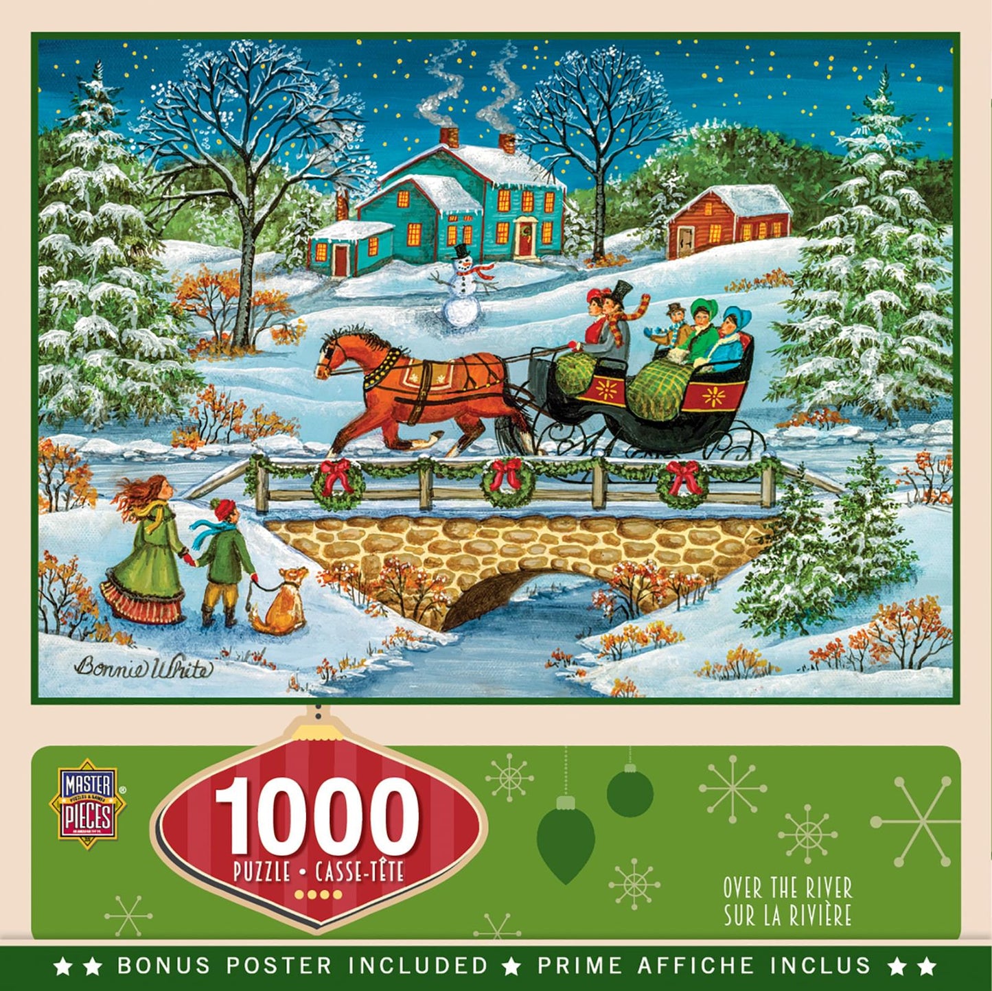 Masterpieces 1000 Piece Christmas Jigsaw Puzzle - Over The River - 19.25'X26.75'