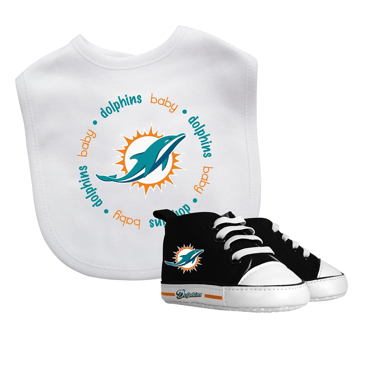 Miami Dolphins Nfl 2-Piece Baby Gift Set | Bib & Pre-Walkers