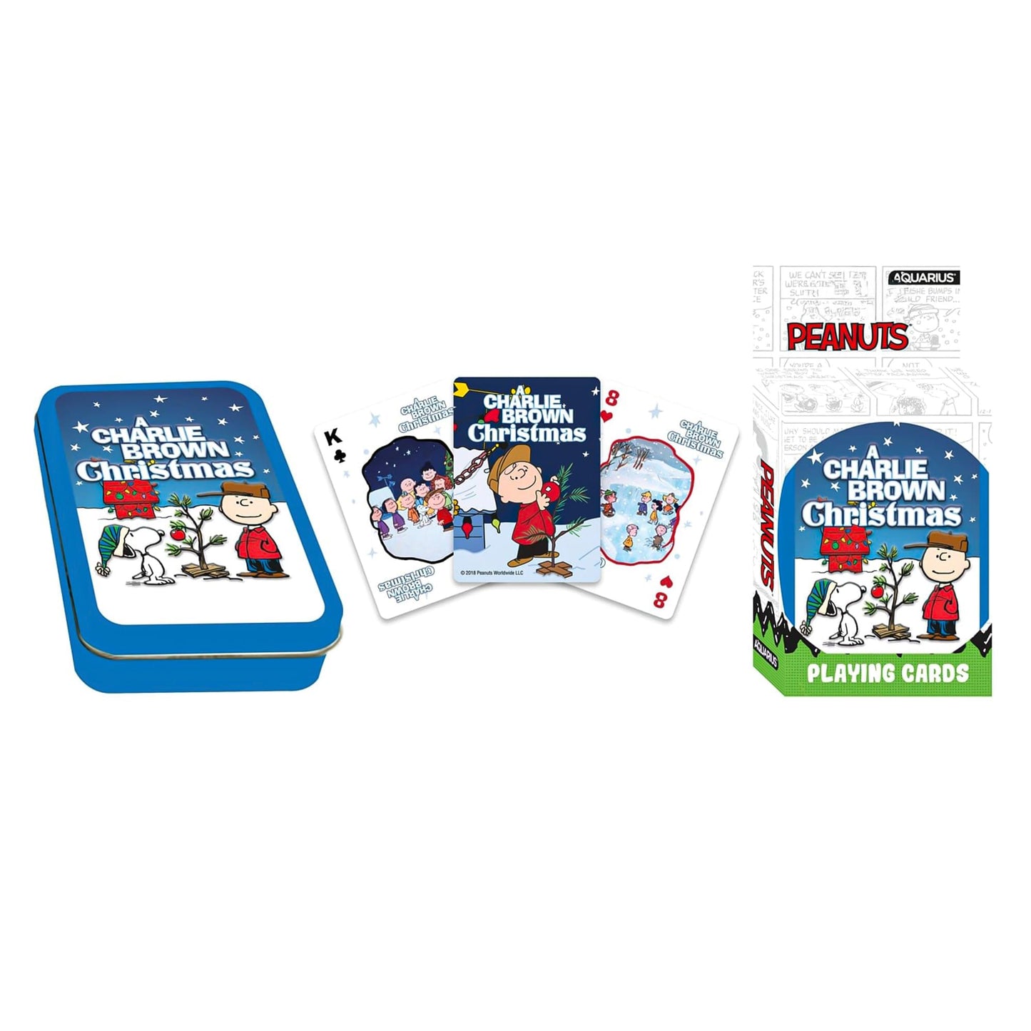 Peanuts Charlie Brown Christmas Playing Cards With Tin