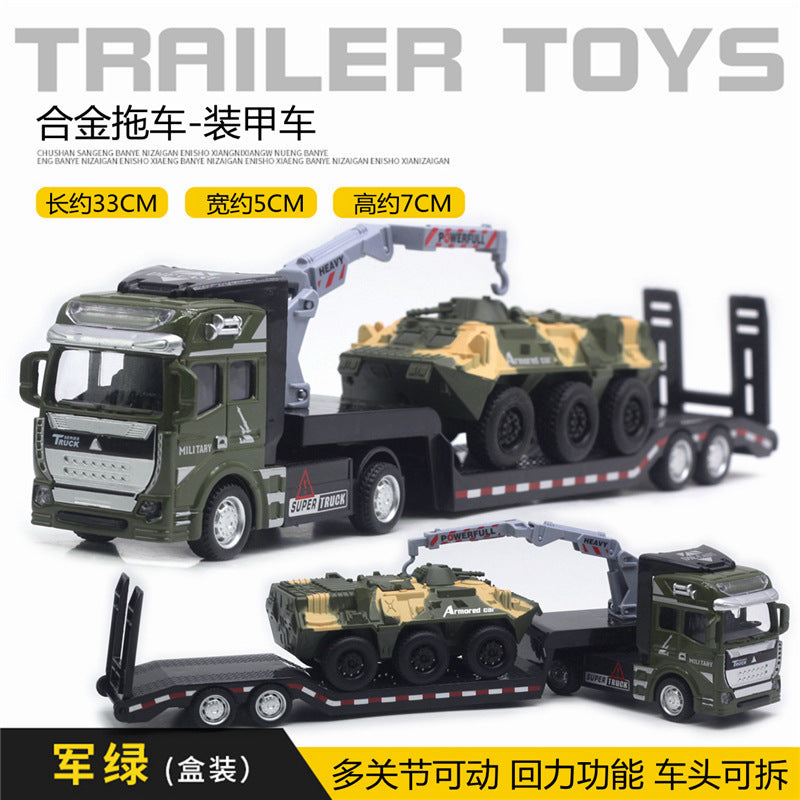 English packaging cross-border children alloy car vehicle trailer fire truck tank excavator pull back toy car
