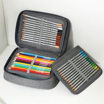 72 Hole Sketch Pen Storage Bag Amazon Hot Student Pencil Bag Three-Layer 24 Hole 48 Hole Pencil Stationery Storage Bag