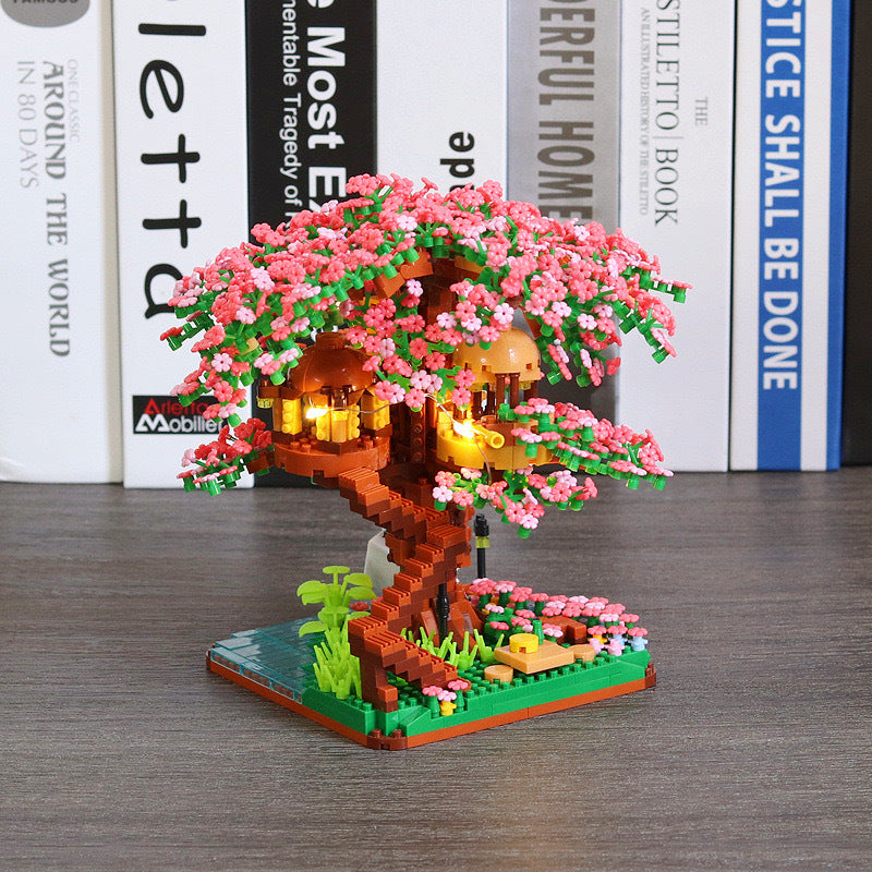 Cross-border TEMU Compatible Lego Sakura Tree House Rainbow Tree Blocks Children's Educational Assembled Toys for Girls Gift