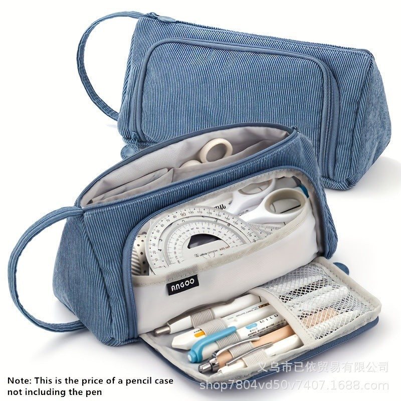 Oxford Cloth Pencil Case with Large Capacity and Multi-Layer Design, Stationery Box for Primary and Secondary School Students, High Aesthetic Value, Simple and Waterproof, Direct from the Source Factory