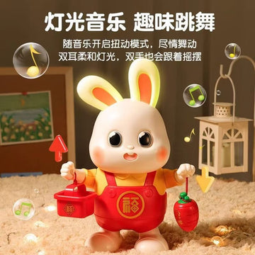 Cross-Border Electric Little Lucky Rabbit Baby Toy Dancing Children's Head-Up Training Doll Doll Baby Newborn