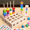 Children's Educational Beaded Five Sets of Column Color Sensory Enlightenment Children's Shape Matching Perception Early Education Wooden Building Blocks Play