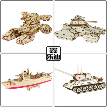 wooden three-dimensional assembled military model angel tank puzzle assembled boy wooden toy diy hut puzzle
