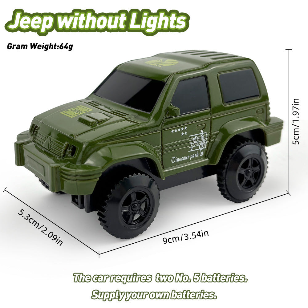 Magnetic track car electric light-emitting jeep police car project small train track accessories children's toys car