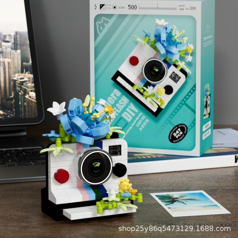 Compatible with Lego Building Blocks Mechanical Universe Retro Camera Assembled Handmade Toy Model Ornaments Children's Gift