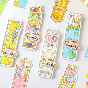 Paper Bookmark Meow's Everything Book Cute Flash Sand Bookmark Student Reading Marker Booklet Creative Gift Writable