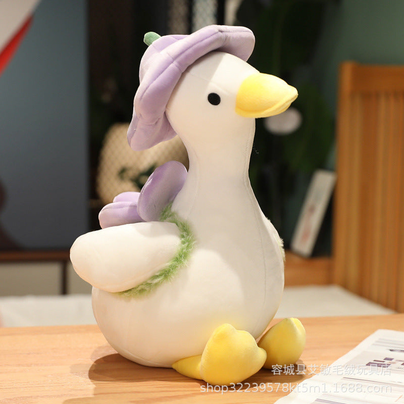 Cute Flower Duck Stuffed Toy Girly Heart Doll Children's Doll Sleeping Pillow Doll for Girl's Birthday Gift