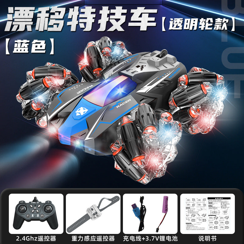 Cross-Border 2.4g Remote Control Car Gesture Sensor Stunt Car Music Light Rolling Double-Sided Car Boy Four-Wheel Drive Drift Car