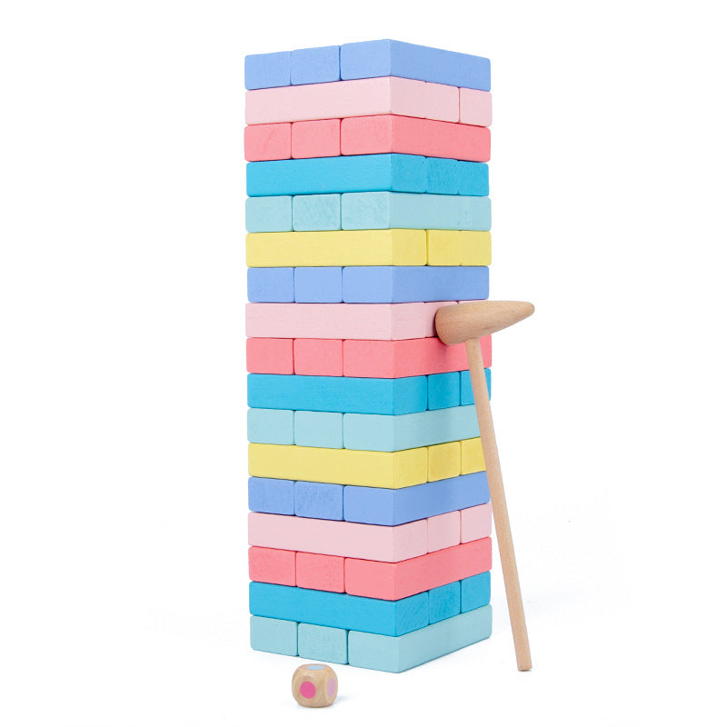 51 Pieces of Digital Colorful Jenga Building Blocks for Kidsren's Educational Jenga Wooden Adult Toys