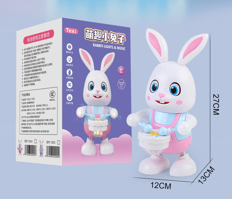 Children's Electric Dancing Robot Rabbit Toy Drumming Swinging Bunny Baby Baby Walking Early Education Toy