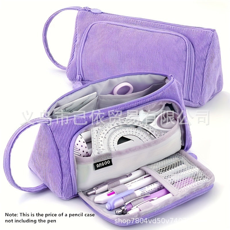 Triangular Large-Capacity Pencil Case and Stationery Box, Thickened Partitioned Storage Student Stationery Bag for Primary, Middle, and High School Students Wholesale