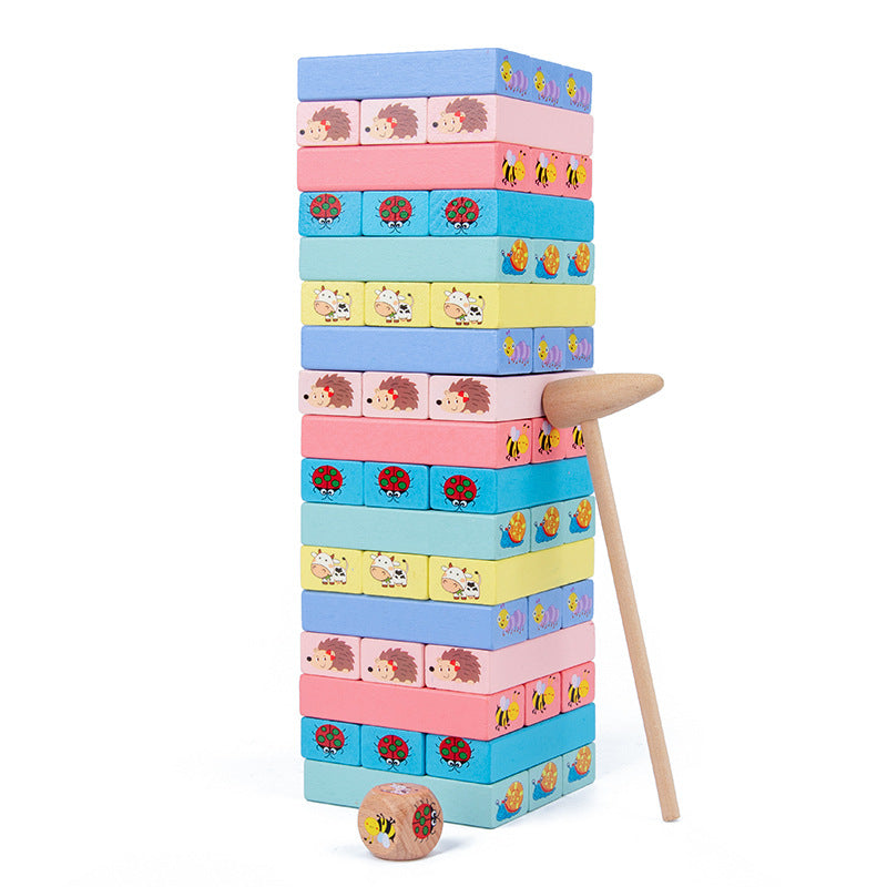51 Pieces of Digital Colorful Jenga Building Blocks for Kidsren's Educational Jenga Wooden Adult Toys