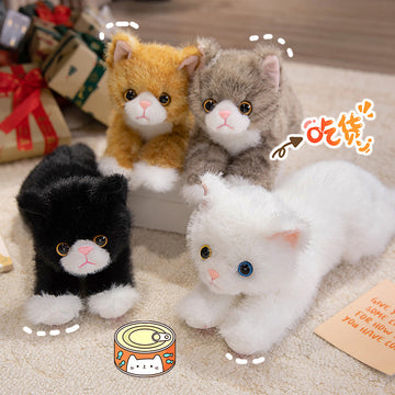 Cute Artificial Cat Doll, Lying Cat Plush Toy Doll, Kidsren's Comfort Rag Doll, Birthday Gift for Girls