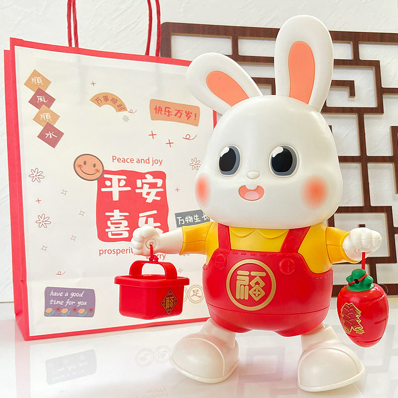 Shake the sound Net Red will sing and dance robot small lucky rabbit toy electric swing children's toy early education stall goods