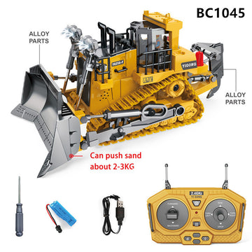 Cross-border charging engineering vehicle 2.4G remote control alloy bulldozer excavator children's electric sound and light remote control toy