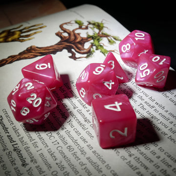 Rose Garden – Pink 7-Piece Acrylic D&D Dice Set