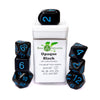 Role 4 Initiative R4I50007-7C Dice, Opaque Black with Blue Numbers - Set of 7