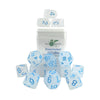 Role 4 Initiative Polyhedral Dice - Translucent White w/Light Blue, Arch'd4 (15)