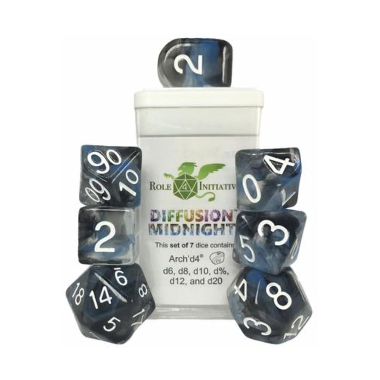 Role 4 Initiative R4I Dice W/ Arch'D4: Diffusion - Midnight (7)