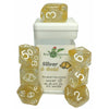 Happy Holi-Dice: Diffusion Silver & Gold - Set Of 7 Game Dice W/ Arch'D4 And Symbols