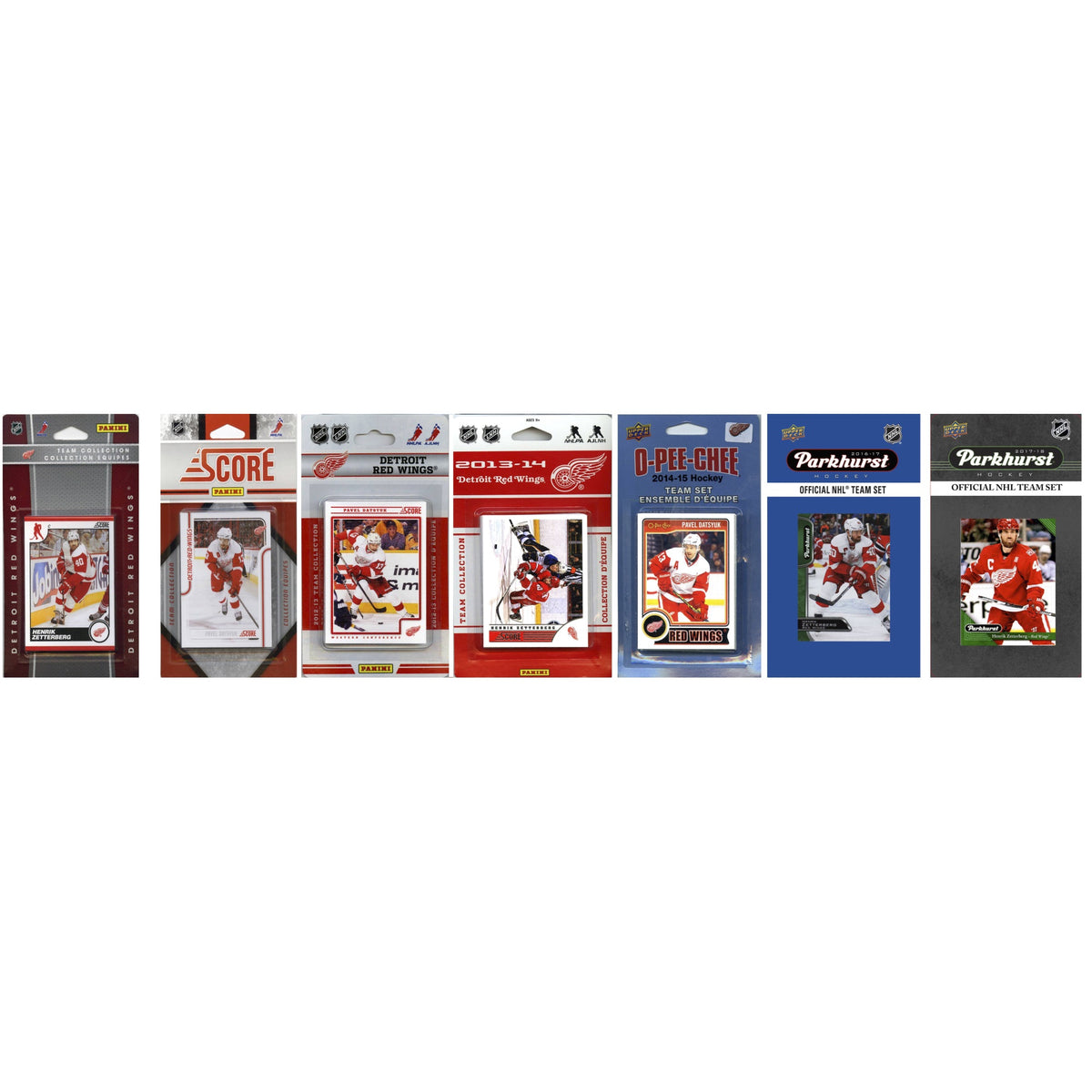 NHL Detroit Red Wings 7 Different Licensed Trading Card Team Sets