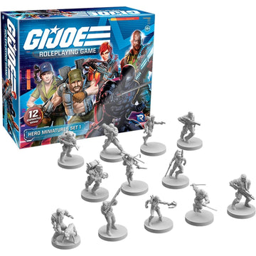 Renegade Game Studios G.I. Joe RPG Hero Miniatures Set, Unpainted, 12 Pieces, Plastic, Grey, Model RGS-02412