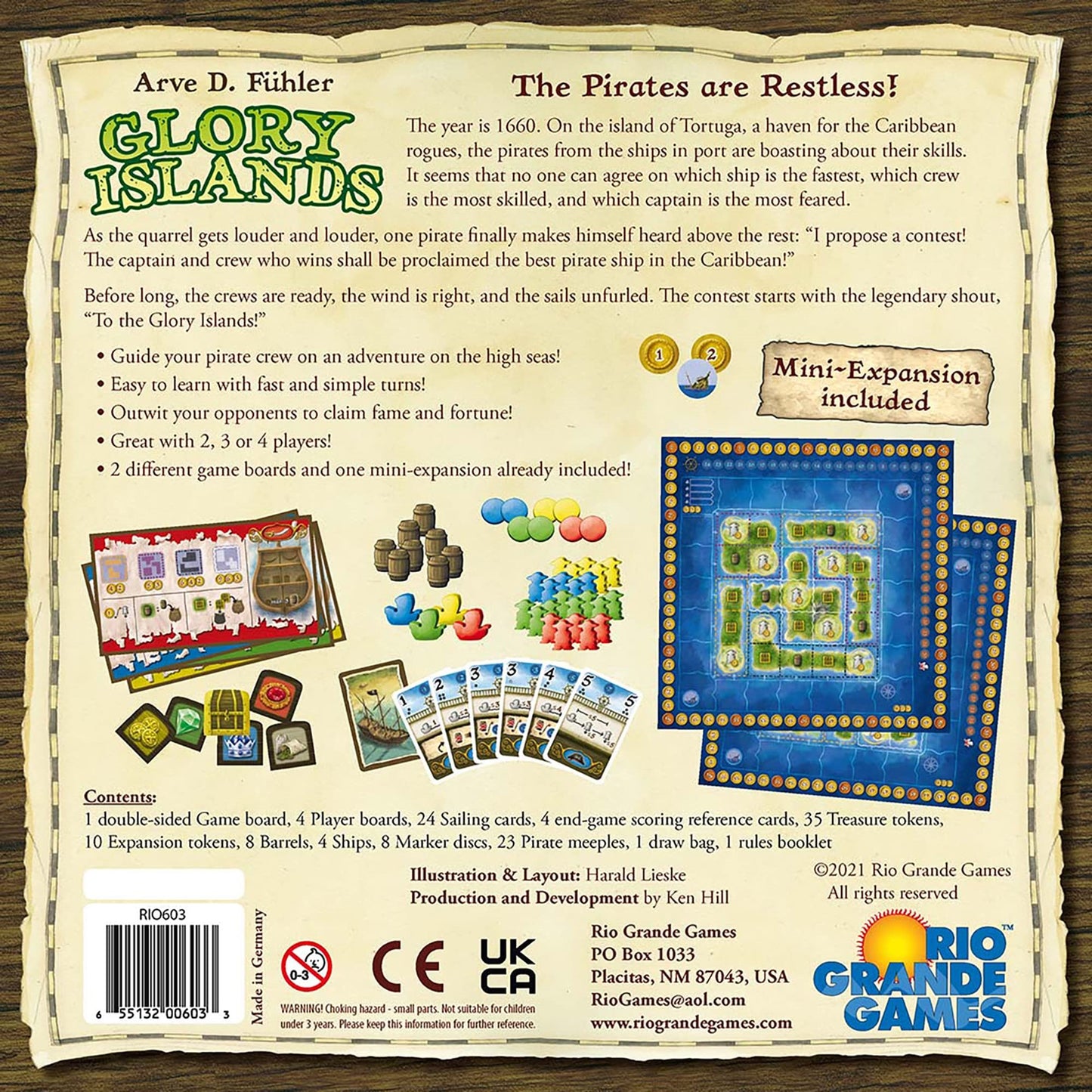 Rio Grande Games: Glory Islands - Pirate Adventure Board Game. 2-4 Players. Ages 14+, 30-60 Min Game Play