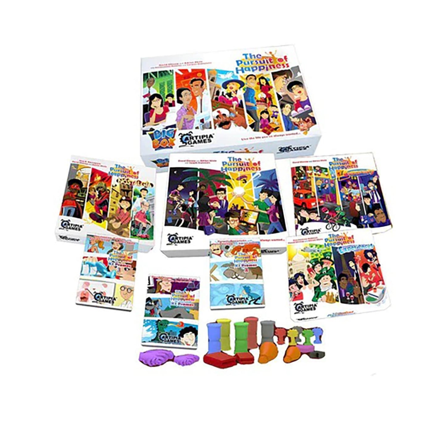Artipia Games The Pursuit Of Happiness: All-In Big Box - Includes Base Game, Expansions (Community, Experiences, Nostalgia) & 4 Mini