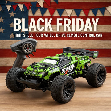 Hot RC High-Speed Off-Road Car for Kids & Adults - Alloy Green/Red, LED Headlights, Red Remote Control. Perfect for Indoor & Out