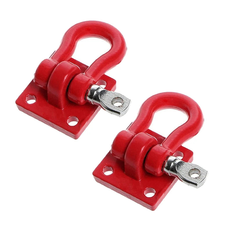 2pcs Metal Climbing Trailer Tow Hook Hooks Buckle, Winch Shackles Accessory For 1/10 Scale RC Crawler Truck D90 SCX10 Red Black