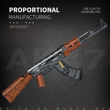 In stock Reobrix 77005 Military AK47 Building Block Gun with Shooting Function, Assembled Model, Educational Toy for Boys (Battl