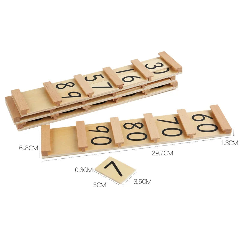 Children's Wooden Montessori Numbers 1-99 Learning Card Math Teaching Aid Preschool Children Early Education Educational Toys