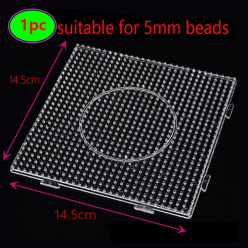 5mm Fuse Beads Pegboards Large Plastic Bead Pegboard Fuse Beads Boards with Beads Square Peg Boards Kit for Kids DIY Craft Beads