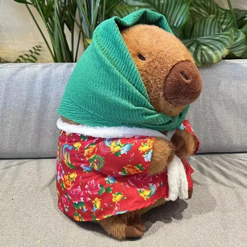 Capybara Plush Toy Cotton Jacket Doll Military Coat Cartoon Capybara Plushies Stuffed Animal Cushion Gift for Kids Girls Boys