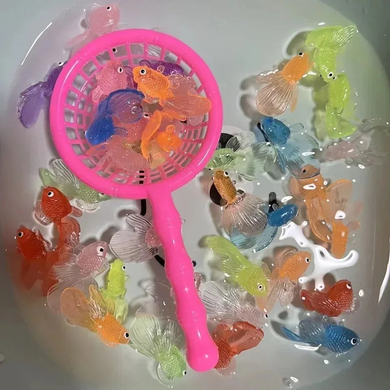 10Pcs Cute Rubber Goldfish Bath Toys - Floating Baby Bath Time Pool Play for Toddlers, Kawaii Bathing Shower Gifts