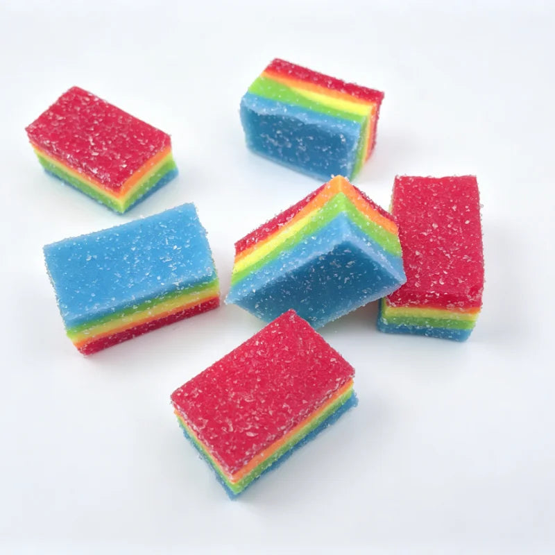 Squishy Rainbow Strip Stress Ball Squeeze Toys Soft Rainbow Sour Candy Stretchable Fidget Toy Stress Relief Decompression Toy