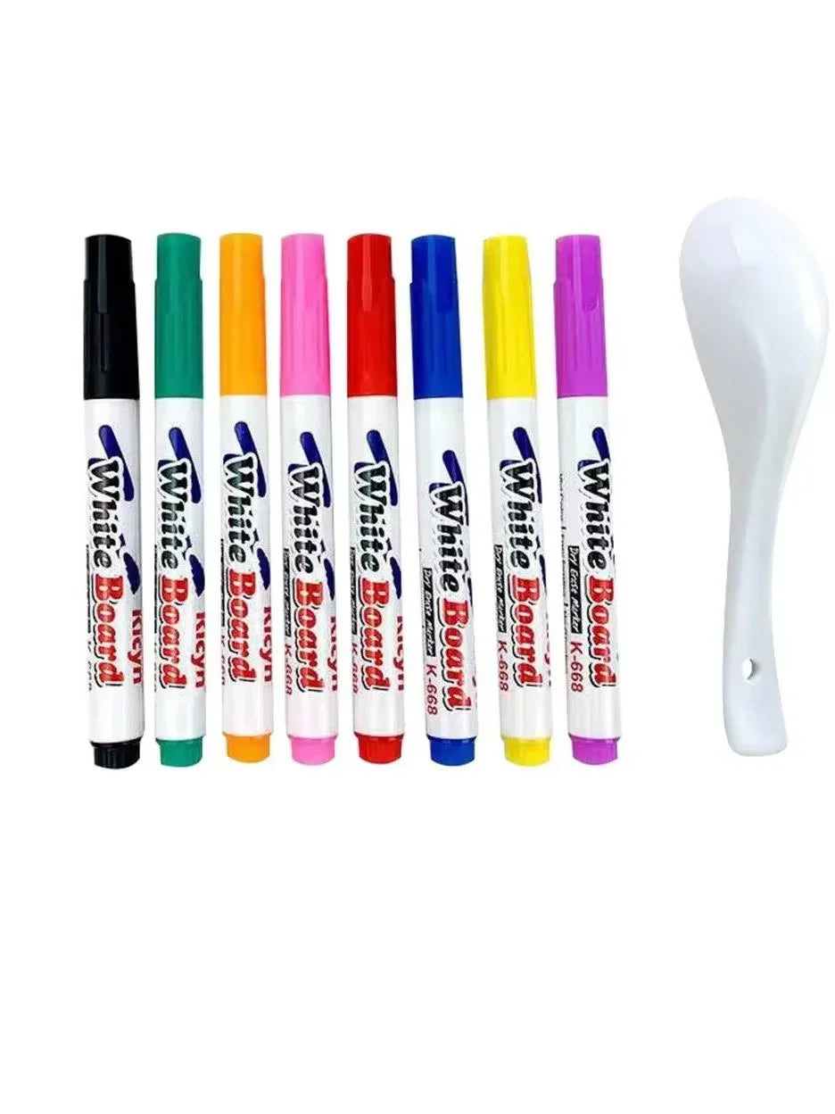 Magic Water Floating Pen Set - Floating Ink Drawing Kit with Spoon, Kids Water Painting & Graffiti Art Toy