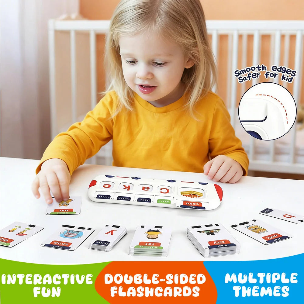 Talking Flash Cards Machine with Music,Word Blending & Math Games, ABC Learning Toys,Educational Reading Interactive Toy