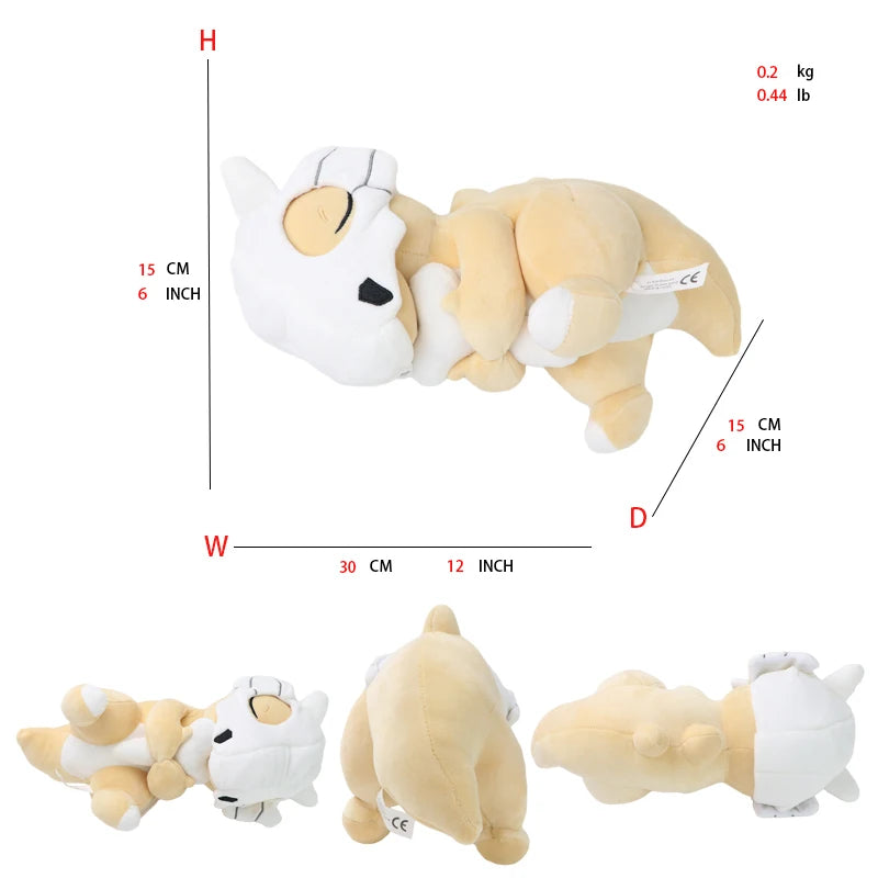 Cubone Sleeping Plush Toy Stuffed Soft Cartoons All Star Collection for Boys Girls Birthday Gift,10" Inch