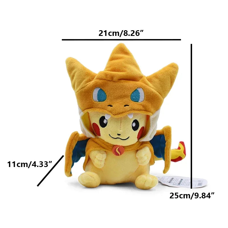 Eevee Pikachu Cosplay Plush Toys Charizard Peluche Lucario Pikach Stuffed Animal Doll Plushies Cute Cartoon Gift Cartoon Dolls