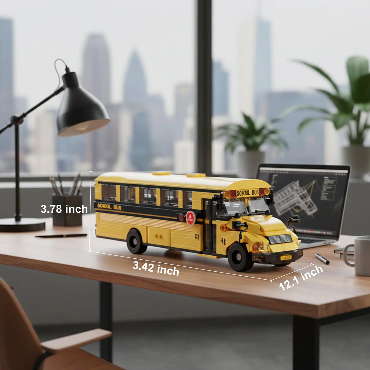 788PCS School Bus Building Blocks Classic Yellow American School Bus Model Bricks Desktop Ornament Kids Educational DIY Toy Gift