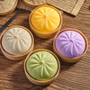 Colorful Dumpling Squishes Stress Balls Fidget Sensory Toys Simulation Food Squishies Bun with Steamer Squeeze Dough Ball Gifts