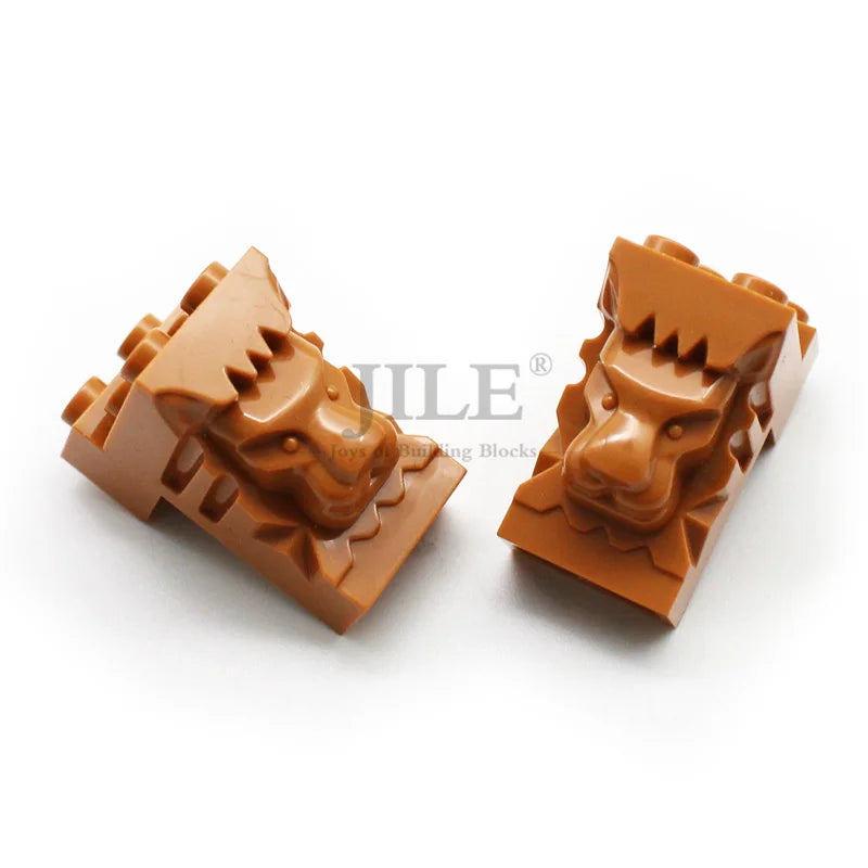 10pcs MOC 30274 Building Blocks 2x3x3 Lion Head City Wall Street View Decoration Compatible with Children Brands Toys