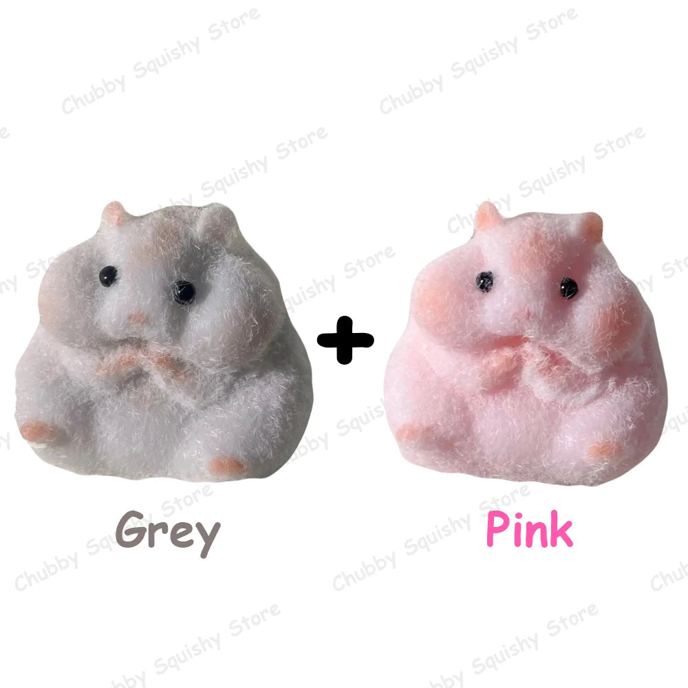 Hamster Taba Squishy Silicone Fuzzy Cute Hamster Animal Squishy Toy Mochi Toy Tabby Anti Stress Release Hand Relax Gift